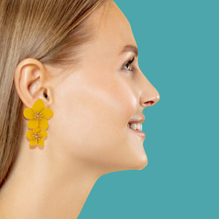 Ochre Floral Earrings