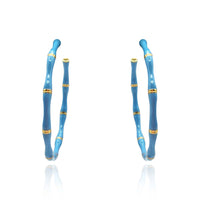 Turquoise Enamel And Gold Plated Bamboo Earrings