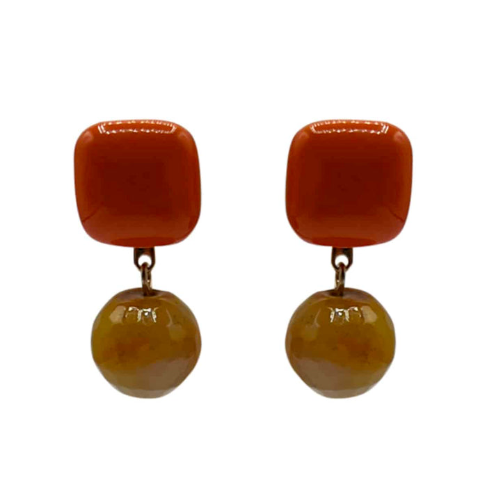 Boucles d'oreilles à clip en résine et agate | Bijoux élégants pour les oreilles non percées