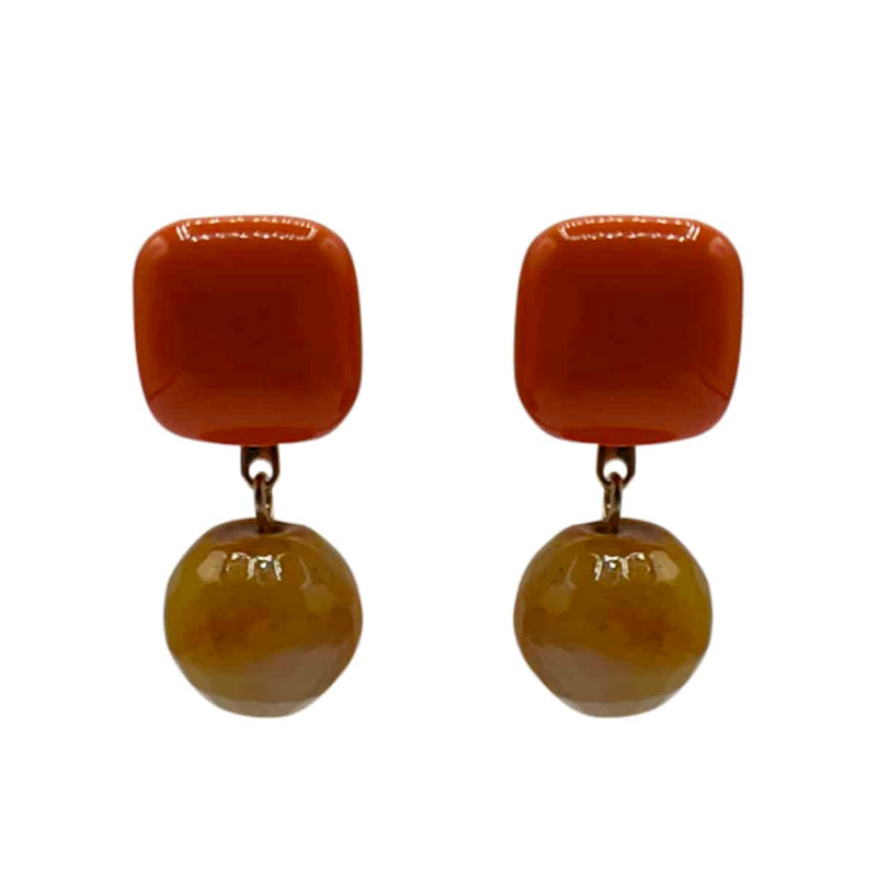 Boucles d'oreilles à clip en résine et agate | Bijoux élégants pour les oreilles non percées