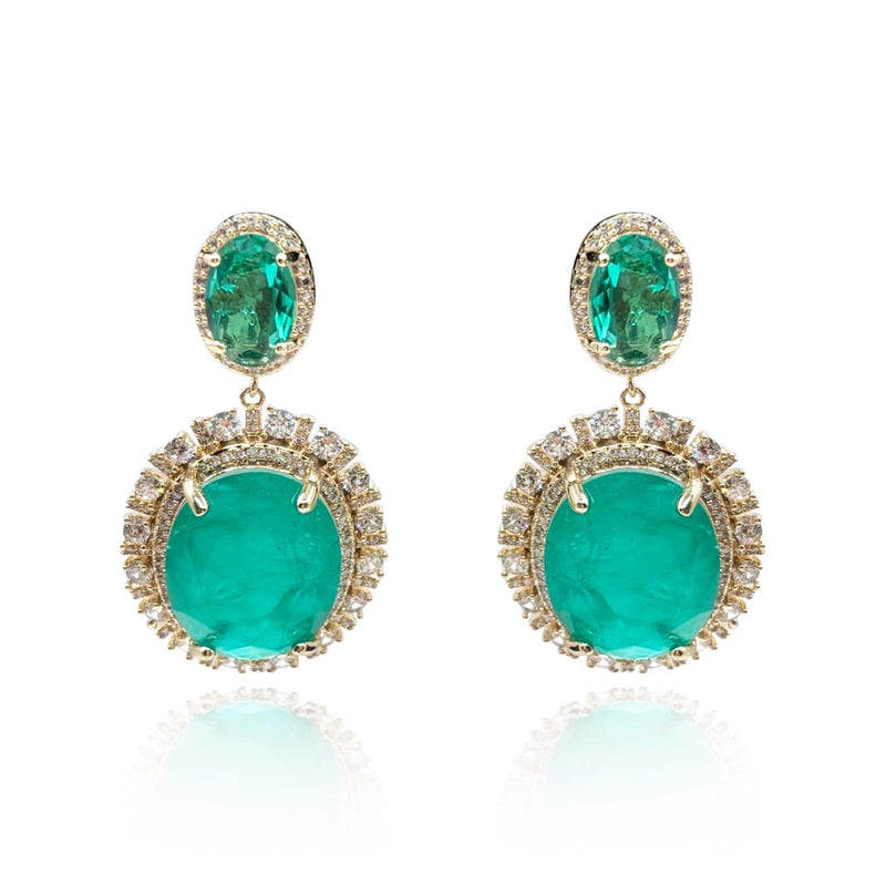 GEMMA FLAWED EMERALD CLIP DROP EARRINGS