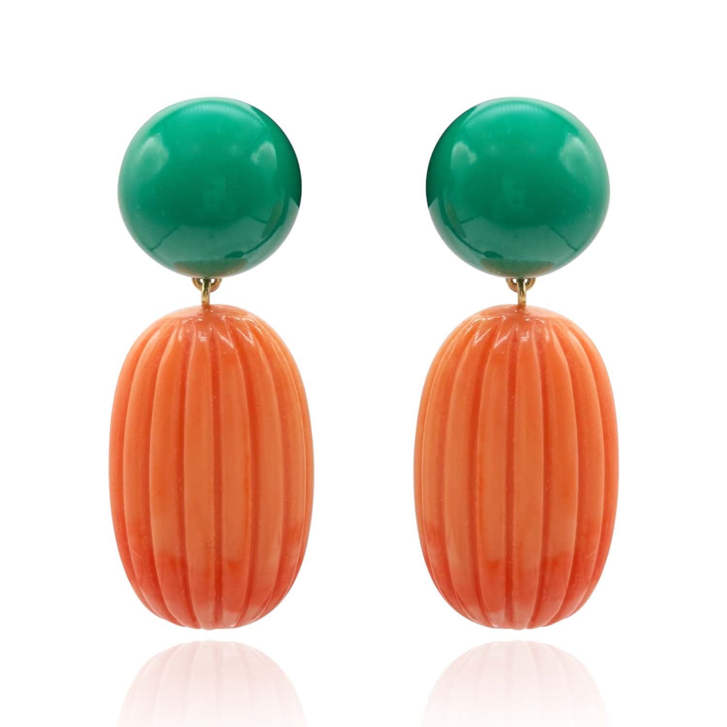 Pendientes Arabella de resina de jade y coral 