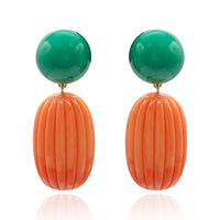 Arabella Jade And Coral Resin Clip Earrings
