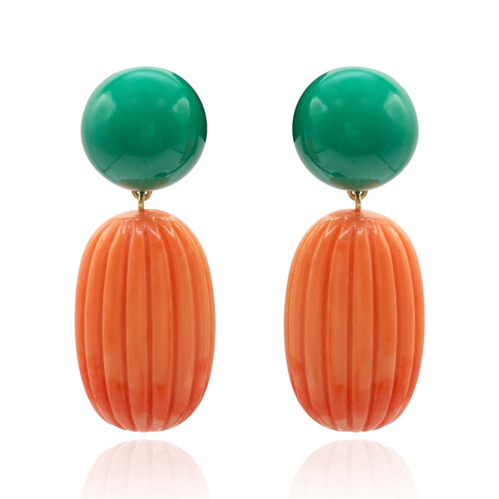Arabella Jade And Coral Resin Clip Earrings