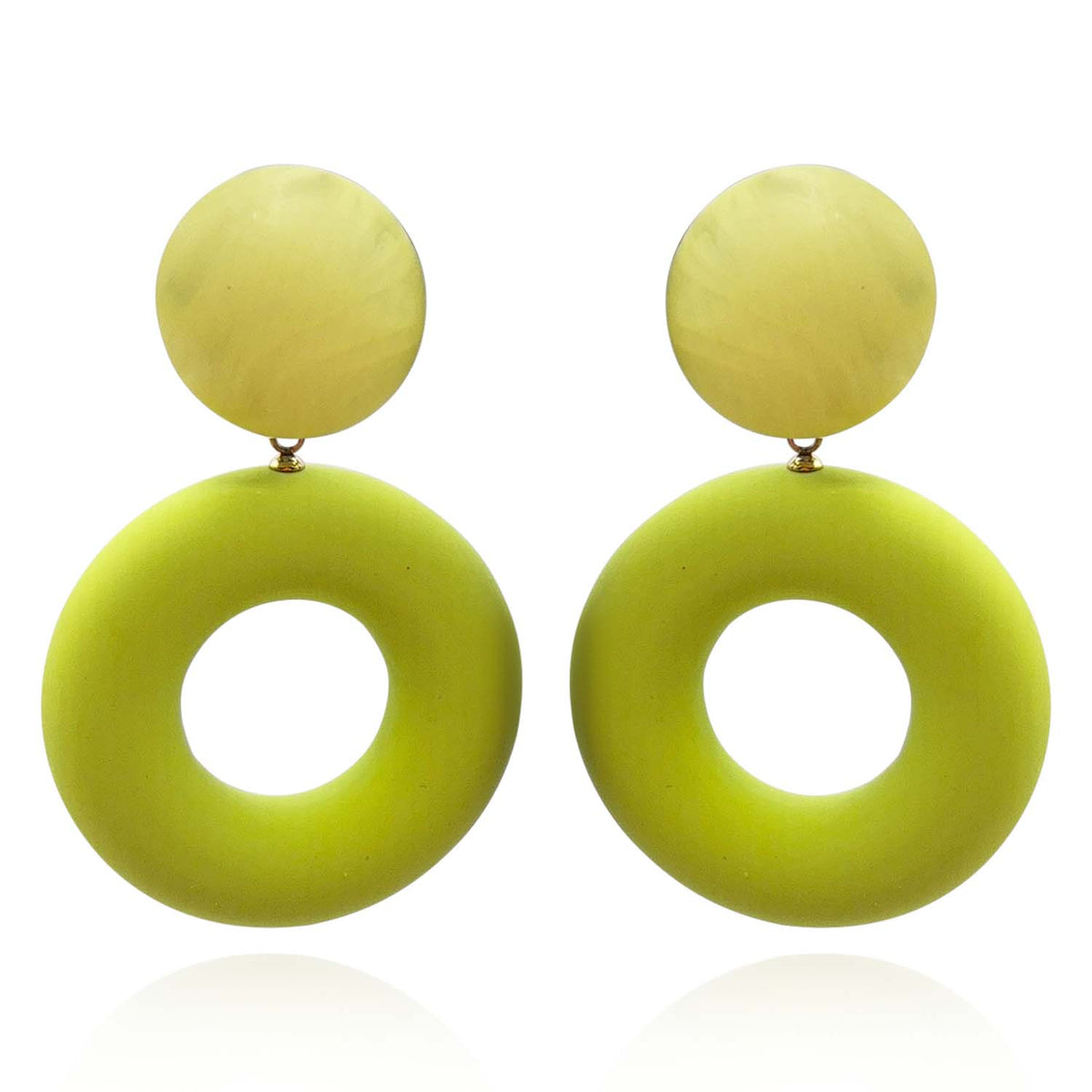 LUCIA CHATREUSE RESIN AND MATTE RUBBER CLIP DROP EARRINGS