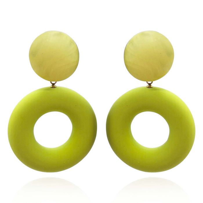 LUCIA CHATREUSE RESIN AND MATTE RUBBER CLIP DROP EARRINGS