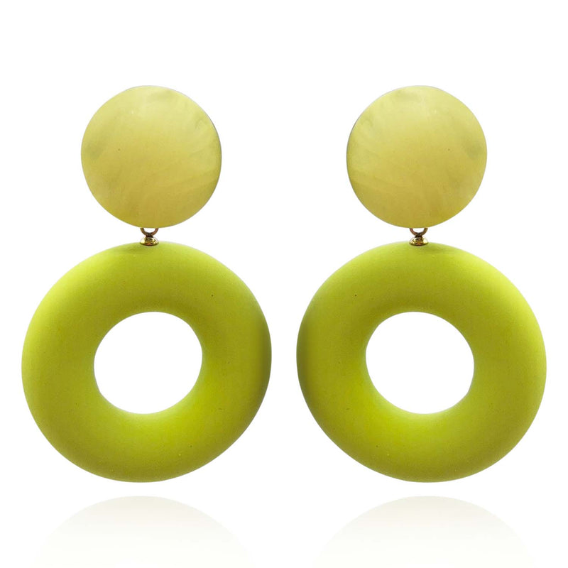 LUCIA CHATREUSE RESIN AND MATTE RUBBER CLIP DROP EARRINGS