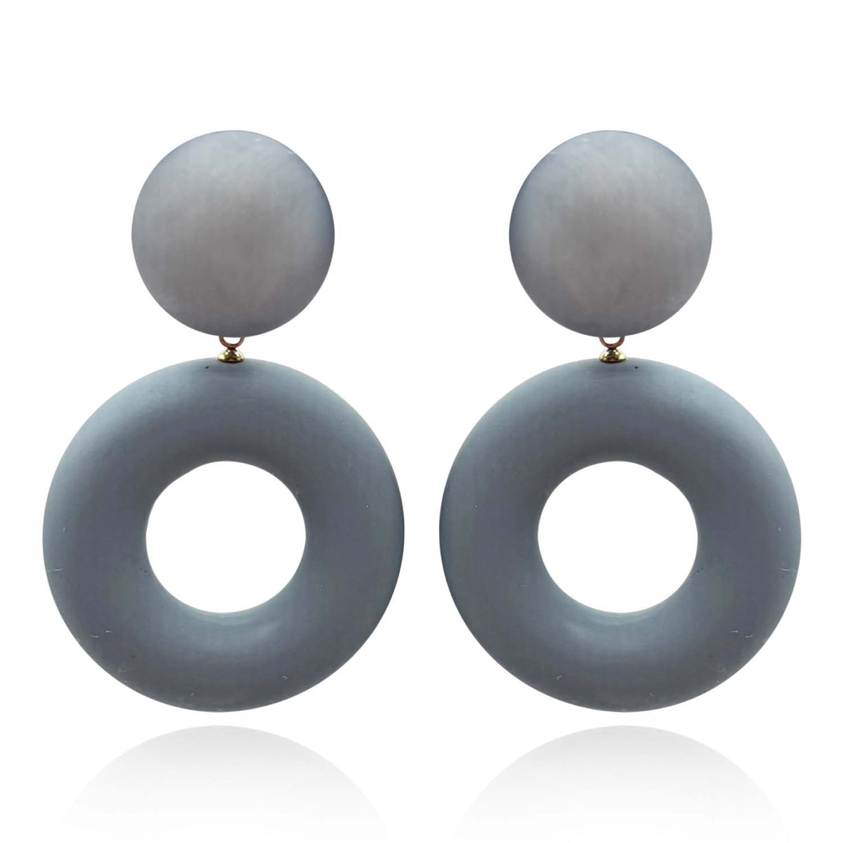 LUCIA FRENCH GREY RESIN AND MATTE RUBBER CLIP DROP EARRINGS