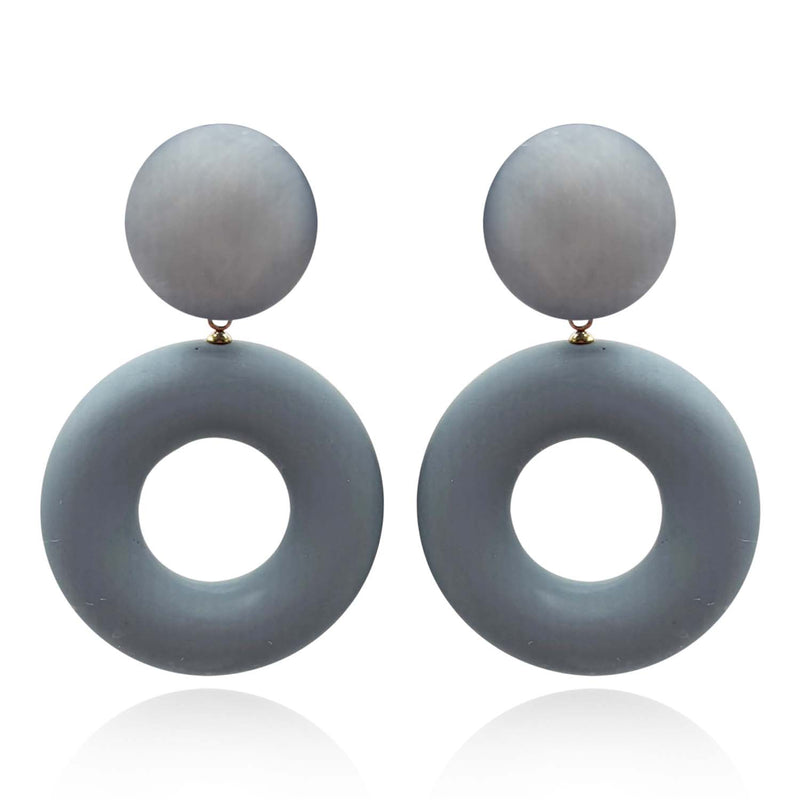 LUCIA FRENCH GREY RESIN AND MATTE RUBBER CLIP DROP EARRINGS
