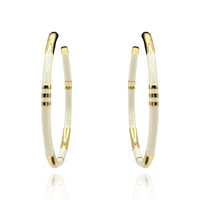 White And Gold Stripe Hoop Eaarings