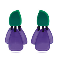 Patrizia Green Resin Pierced Top Earrings With Amethst Resin Drops