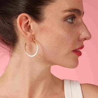 Gold And White Enamel Hoop Earrings