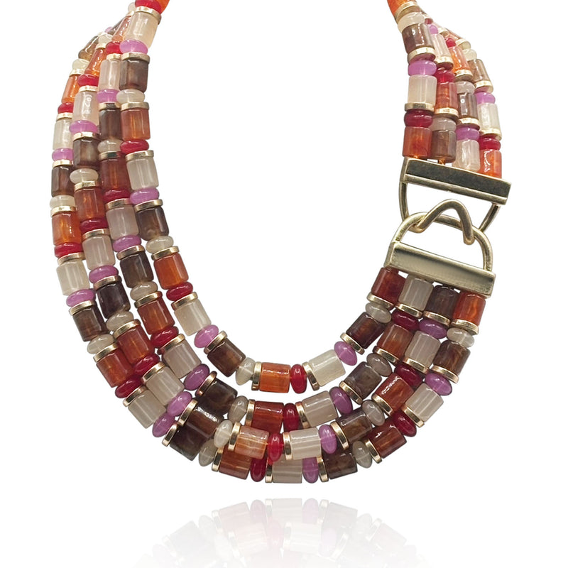 Zita Four Strand Muli Color Carnelian Necklace