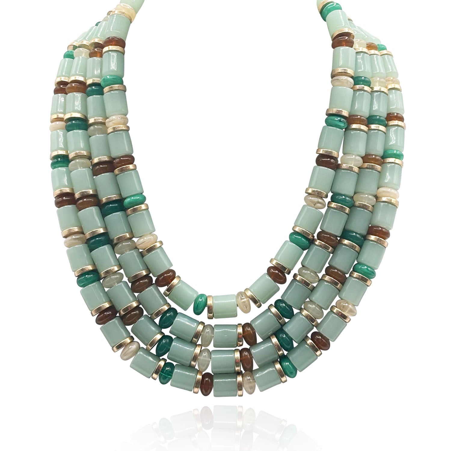 Zita Four Strand Multi Color Jade Resin Necklace