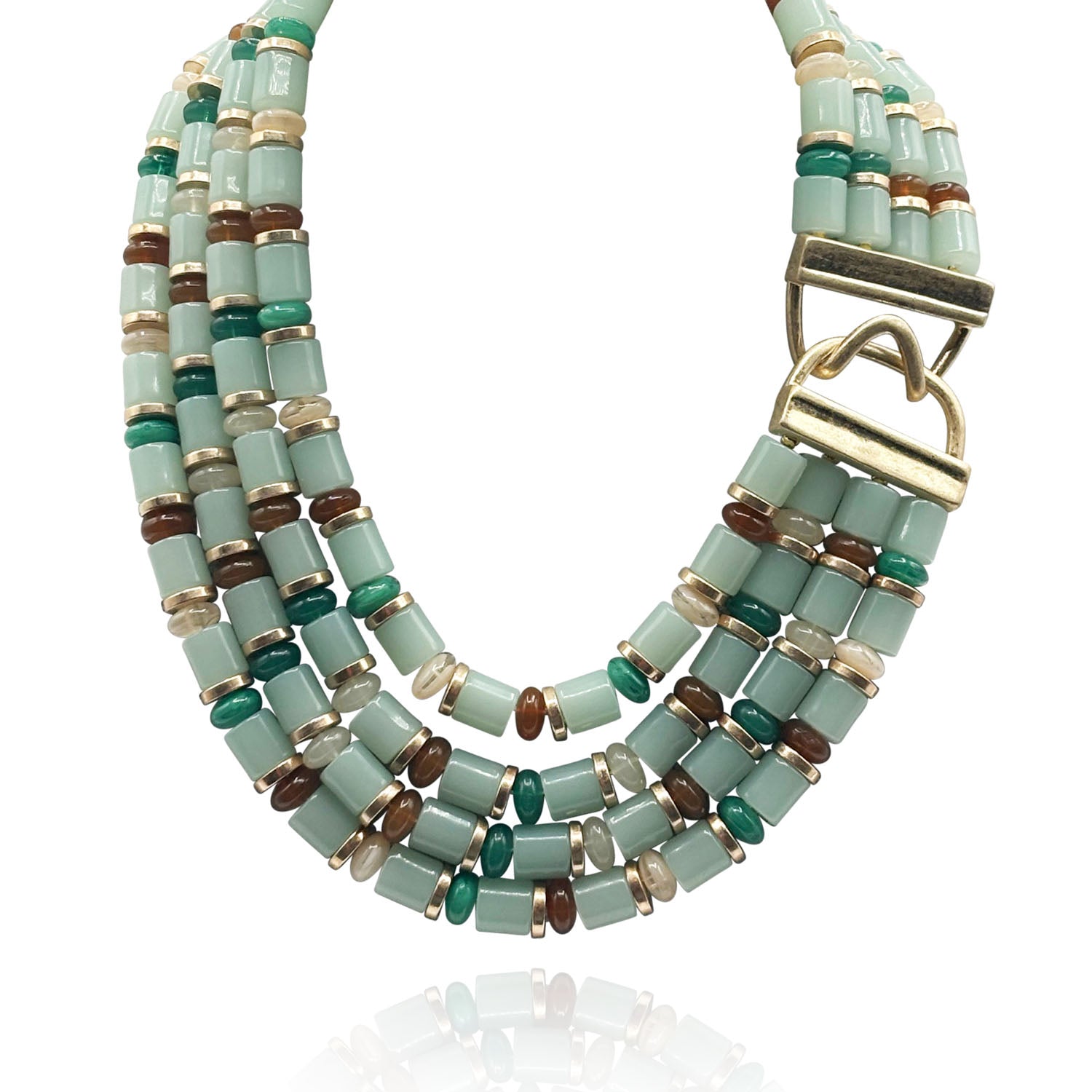 Zita Four Strand Multi Color Jade Resin Necklace