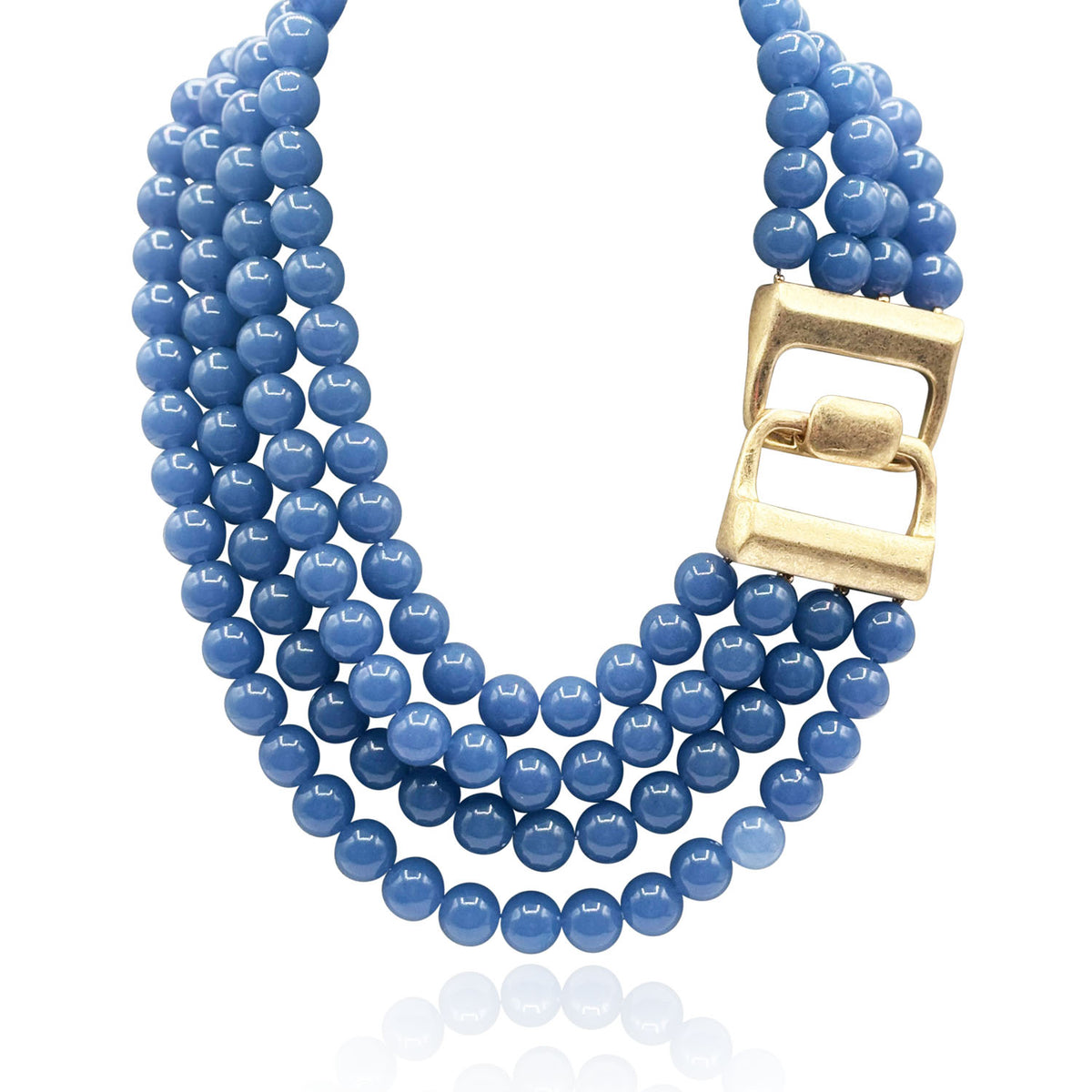 Irena Four Strand Blue Agate Resin Bead Nesting Necklace