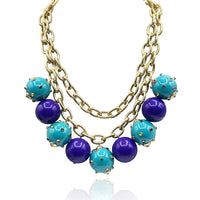 Valentina Studded Turquoise And Purple Studded Ball Necklace