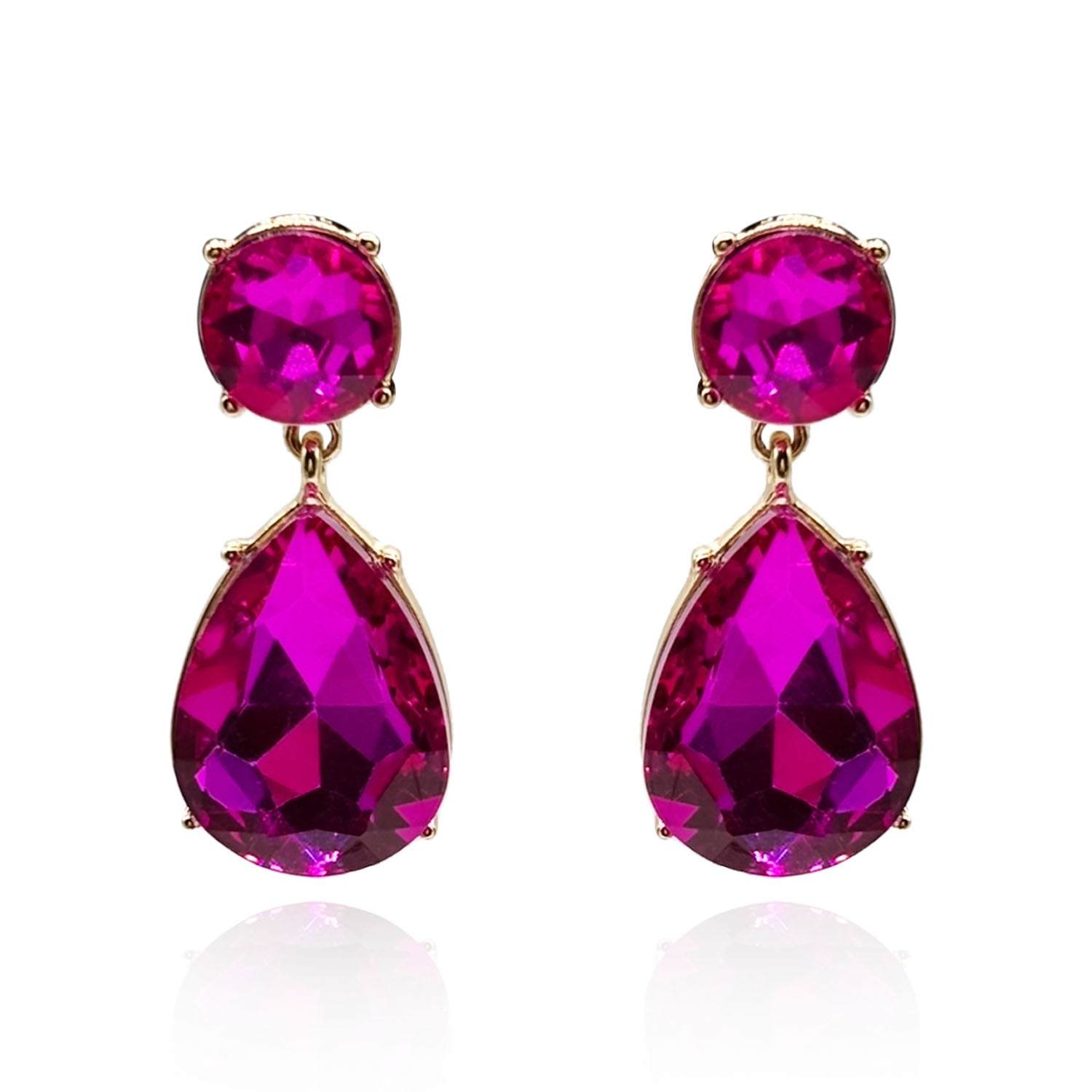 Pendientes con clip en forma de pera color fucsia de Marina
