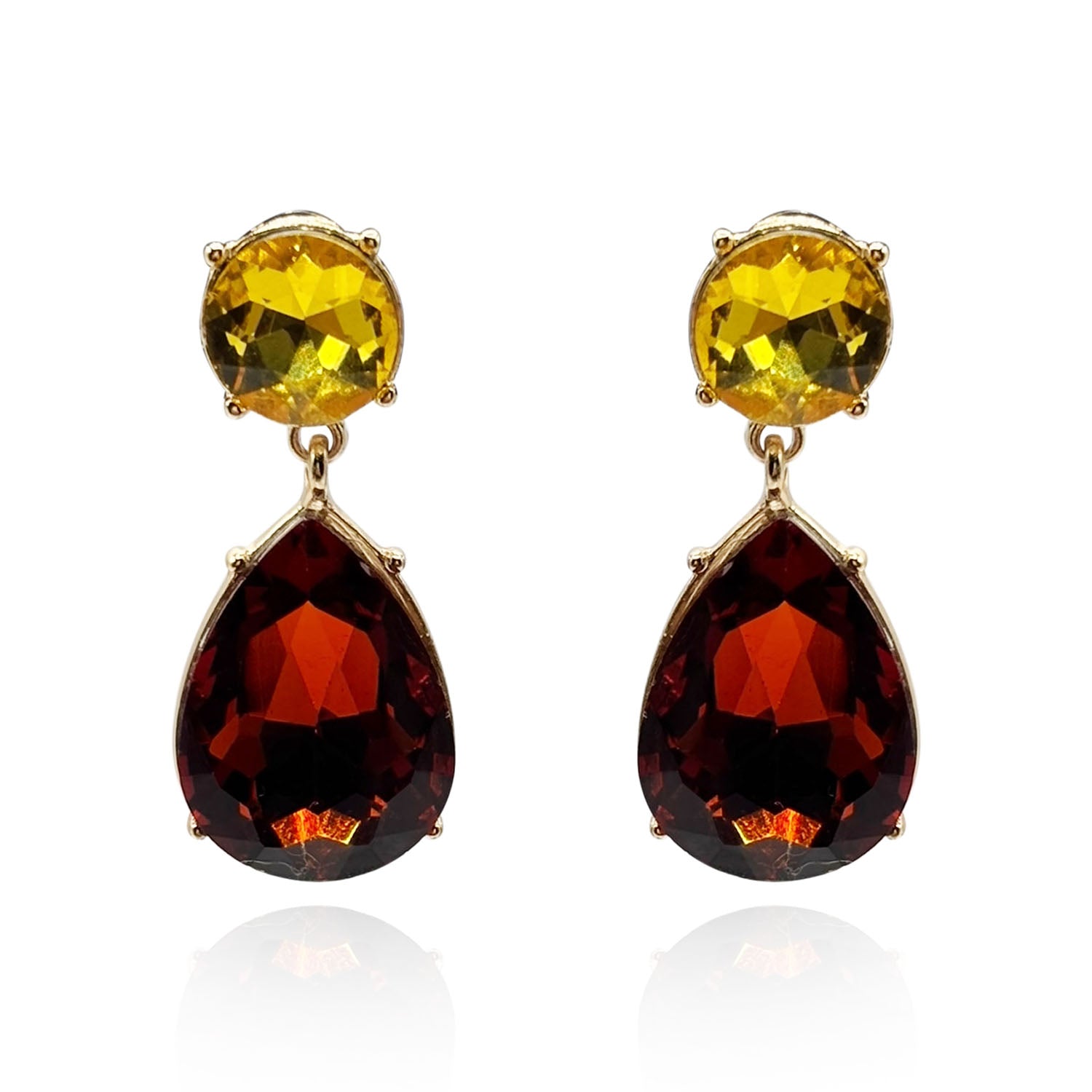 Pendientes con clip en forma de pera de topacio claro y topacio oscuro de Marina