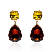 Marina Light Topaz and Dark Topaz Pear Shape Clip On Drops
