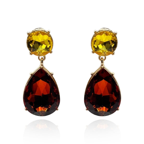 Pendientes con clip en forma de pera de topacio claro y topacio oscuro de Marina