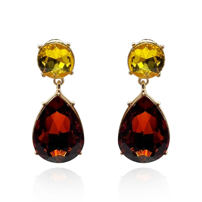 Marina Light Topaz and Dark Topaz Pear Shape Clip On Drops