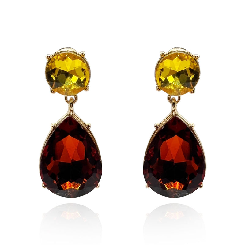 Marina Light Topaz and Dark Topaz Pear Shape Clip On Drops