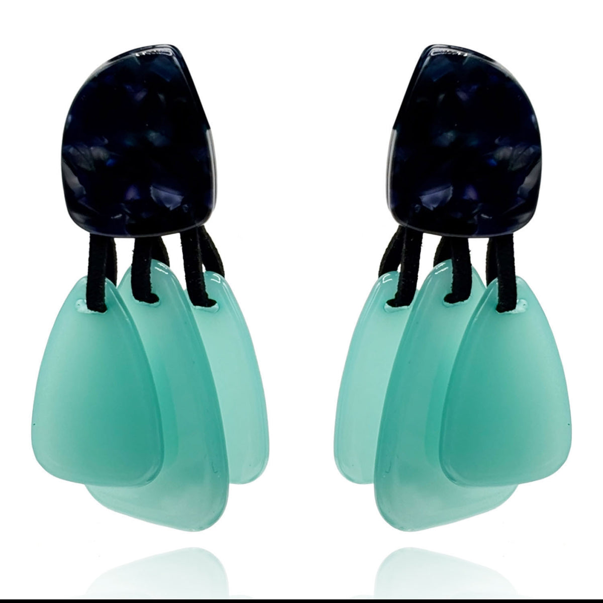PATRIZIA LAPIS RESIN  PIERCED TOP EARRINGS WITH TURQUOISE RESIN DROPS
