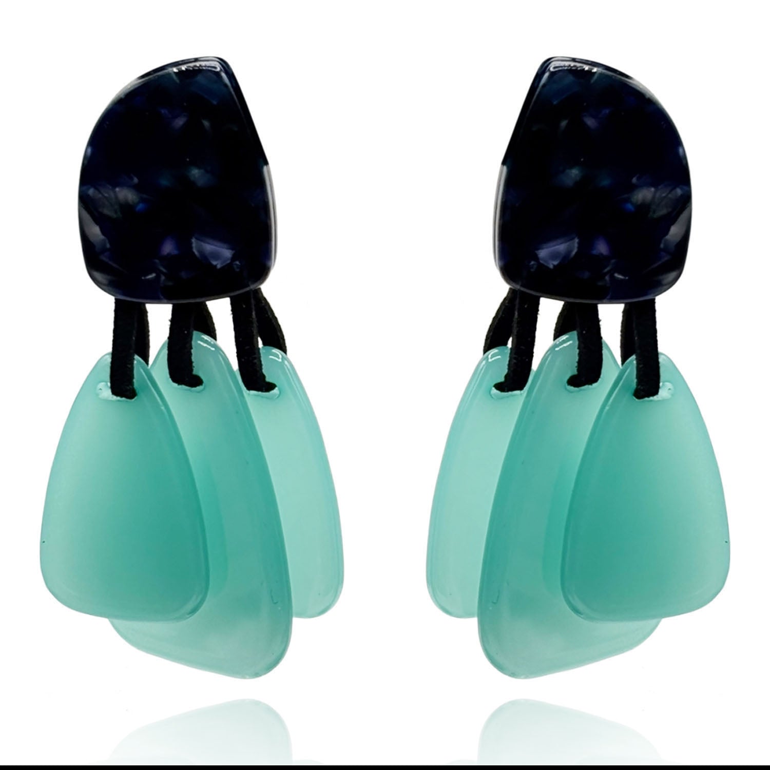 Patrizia Lapis Resin Pierced Top Earrings With Turquoise Resin Drops