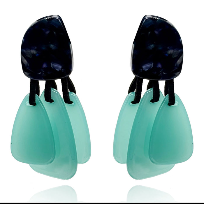 PATRIZIA LAPIS RESIN  PIERCED TOP EARRINGS WITH TURQUOISE RESIN DROPS