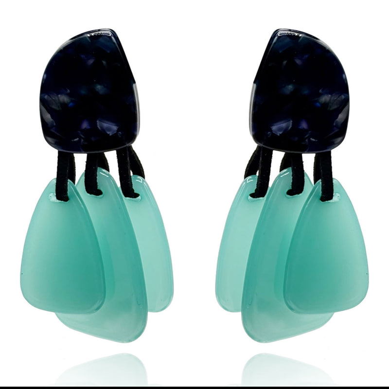 PATRIZIA LAPIS RESIN  PIERCED TOP EARRINGS WITH TURQUOISE RESIN DROPS