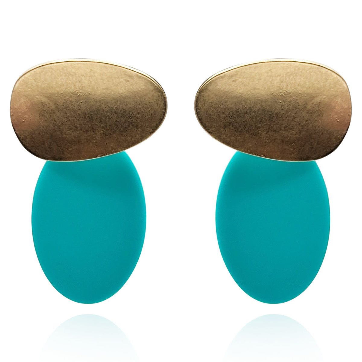 Chiara Worn Gold And Turquoise Pierced Resin Drop Earrings