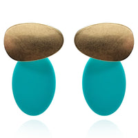 Chiara Worn Gold And Turquoise Pierced Resin Drop Earrings