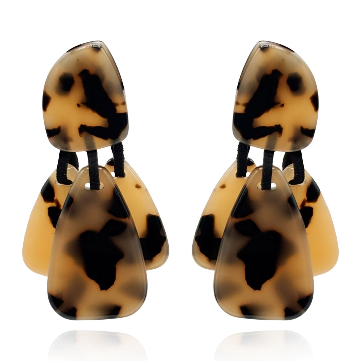 Patrizia Tortoise Pierced Resin Top Earrings With Tortoise Resin Drops