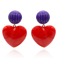 Amour Carved Purple Clip Resin With Ruby Red Resin Heart Drop