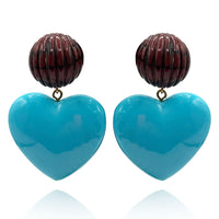 Amour Carved Tortoise Clip Resin With Turquoise Heart Drop