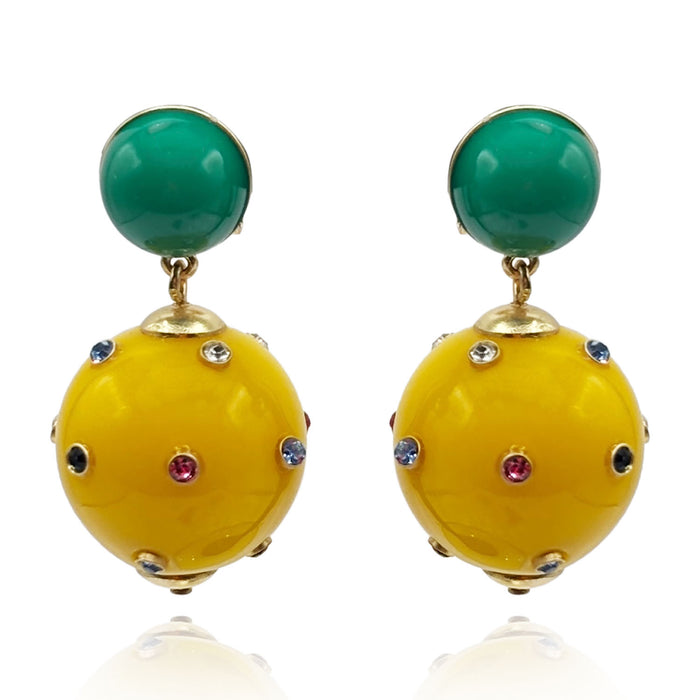 Valentina Jade And Amber Resin Studded Pierced Earrings
