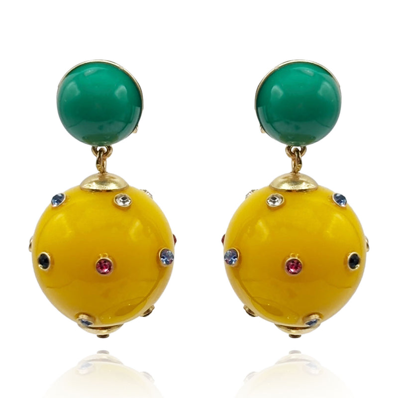 Valentina Jade And Amber Resin Studded Pierced Earrings