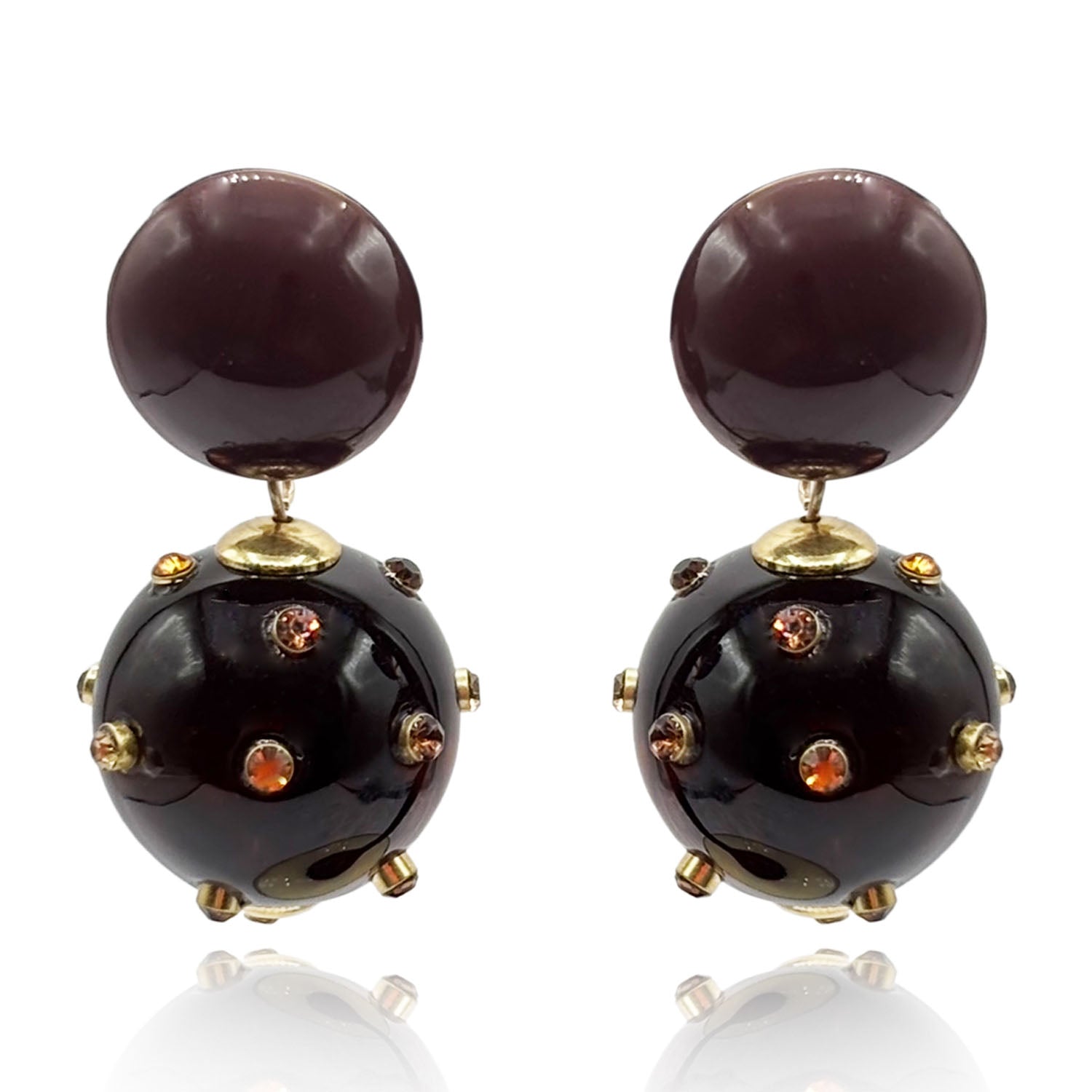 Valentina Tortoise And Tortoise Resin Studded Pierced Earrings