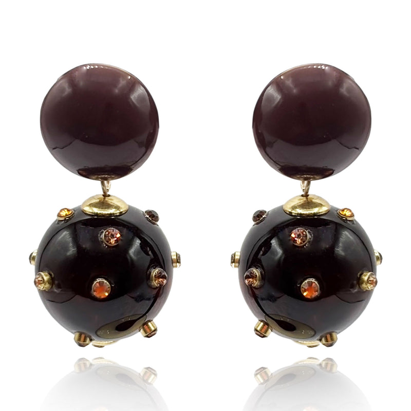 Valentina Tortoise and Tortoise Resin Studded Pierced Earrings