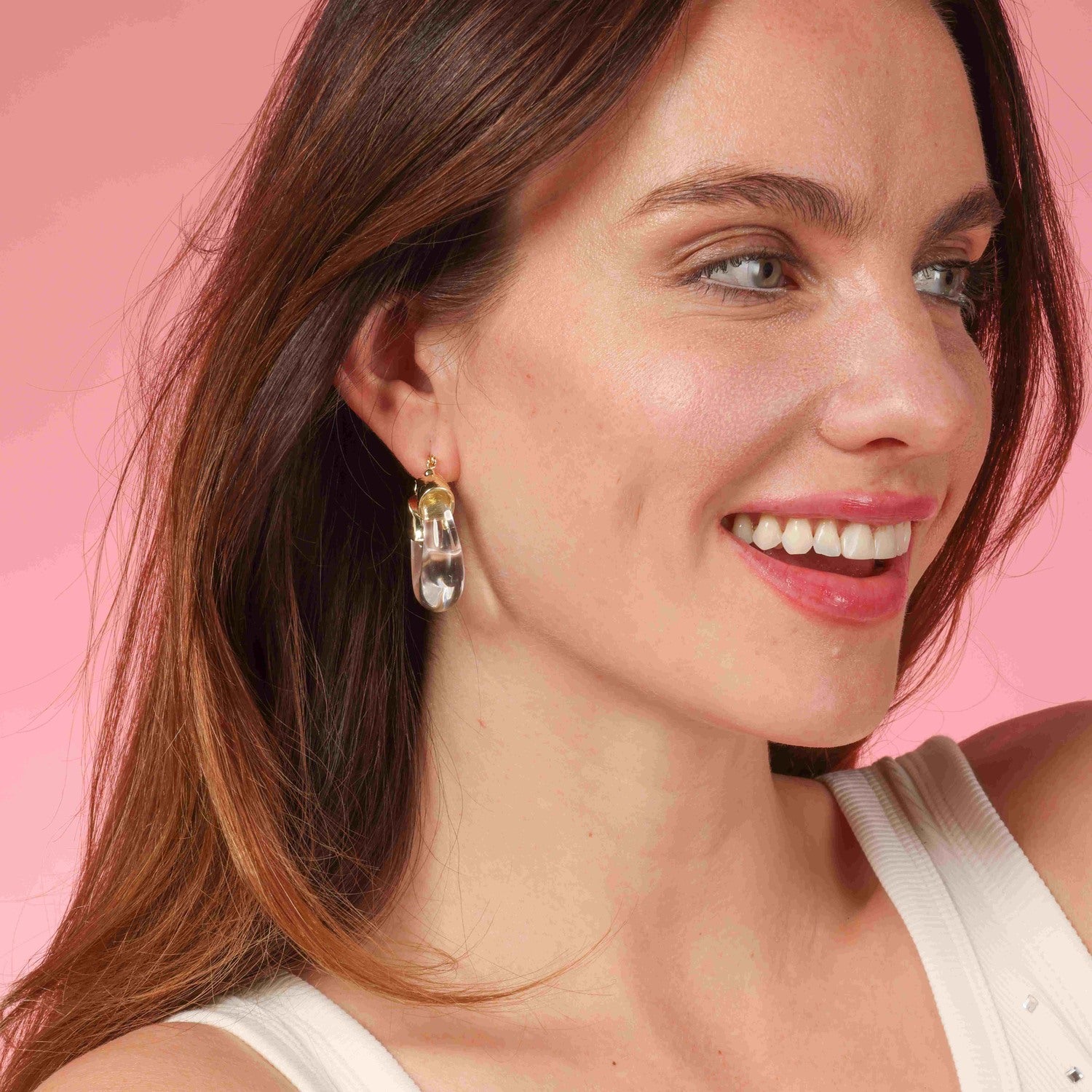 Winslow Clear Resin And Gold Hoop Earrings