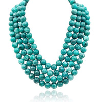 Irena Four Strand Turquoise  Resin Bead Nesting Necklace