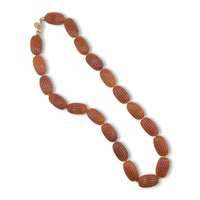 Renata Large Amber Resin Carved Bead Necklace