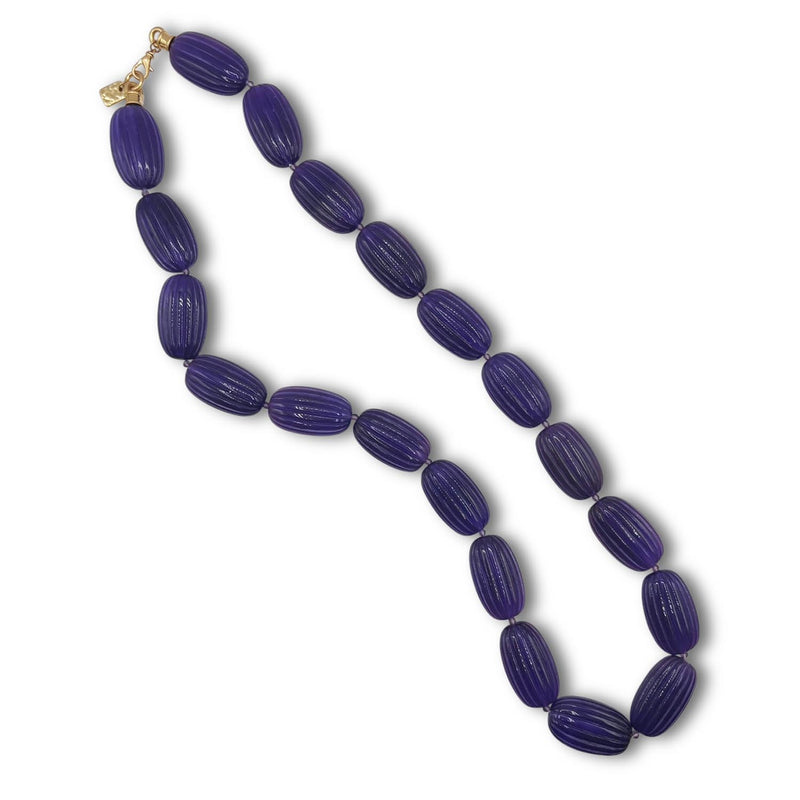 Renata Large Amethyst Resin Carved Bead Necklace