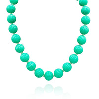 Vicenza Jade Carved Seventeen And One Half Inches Melon Bead Necklace