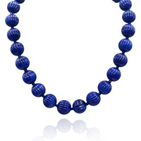 Vicenza Sapphire Carved Sixteen Inches Melon Bead Necklace