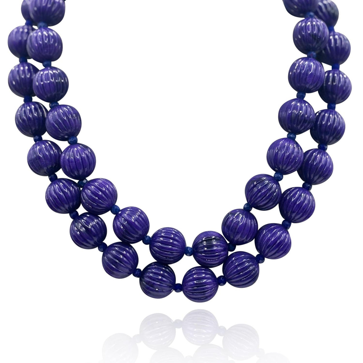 Vicenza Amethyst Carved Seventeen And Half Inches Melon Bead Necklace