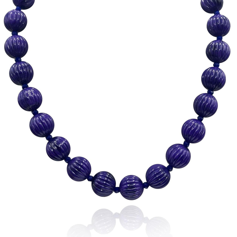 Vicenza Amethyst Carved Seventeen And Half Inches Melon Bead Necklace