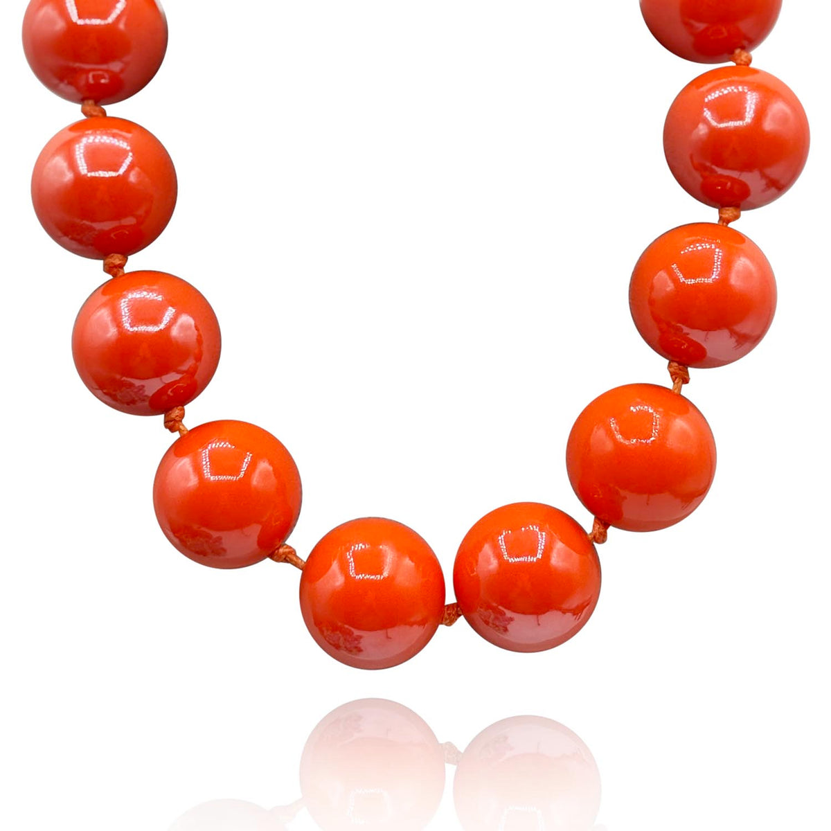 Gumball Orange Coated Resin Knotted Necklace