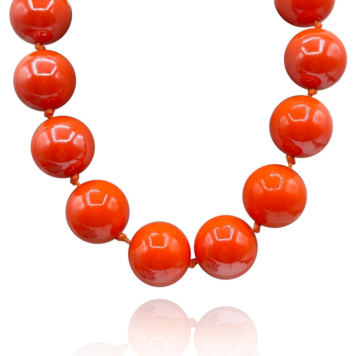 Gumball Orange Coated Resin Knotted Necklace